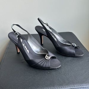 Nina Fiore Black Silk Satin Heels size 8.5